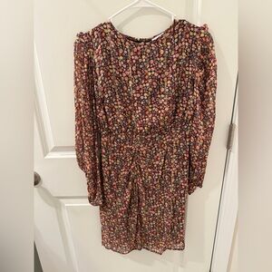 Mango Floral Long Sleeve Multicolored Dress